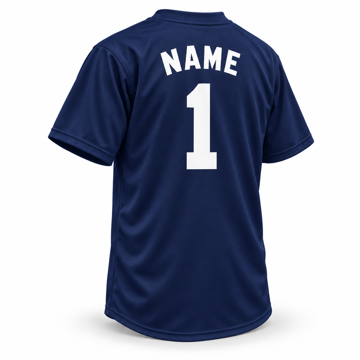 St. Paul Gophers navy jersey back mockup with white block NAME and number 1