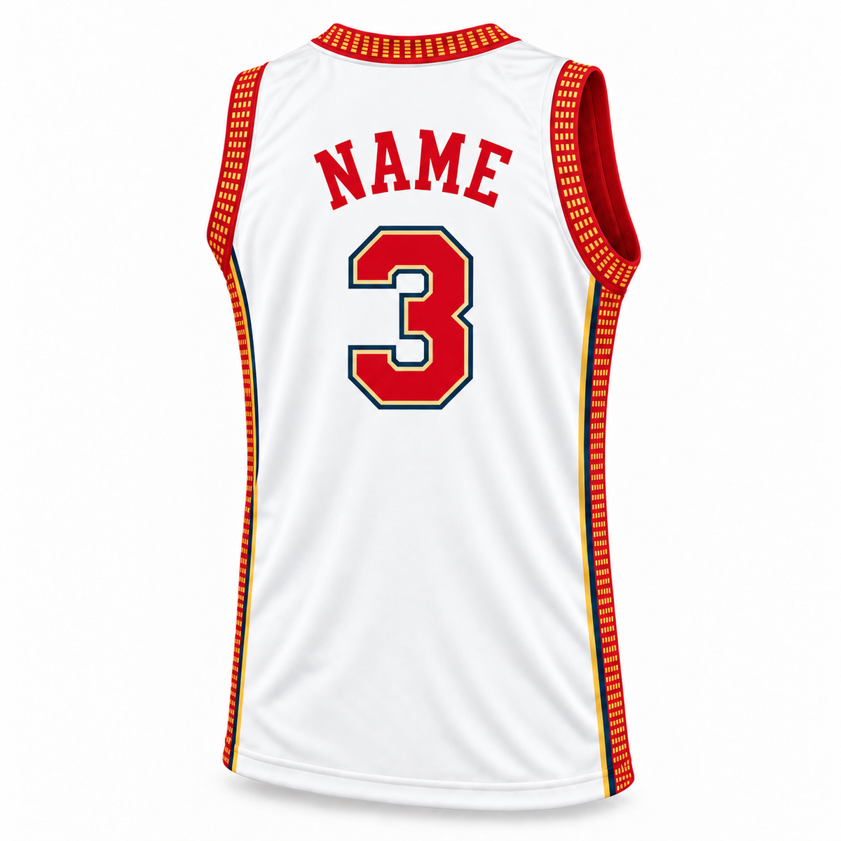 Syracuse Nats white jersey back, red NAME, number 3.