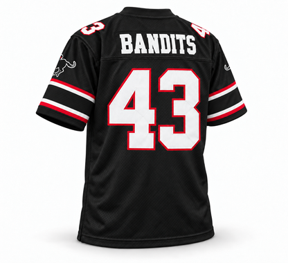 Tampa Bay Bandits USFL Remix jersey mockup — black back, BANDITS, number 43
