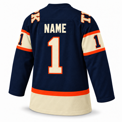 Topeka Tarantulas navy jersey back mockup, number 1, NAME personalization