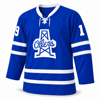 CHL Tulsa Oilers blue jersey front mockup, number 19