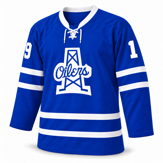 CHL Tulsa Oilers blue jersey front mockup, number 19