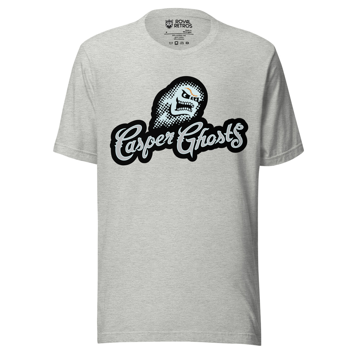 Casper Ghosts T-shirt in athletic heather grey — ghost mascot above Casper Ghosts in white script