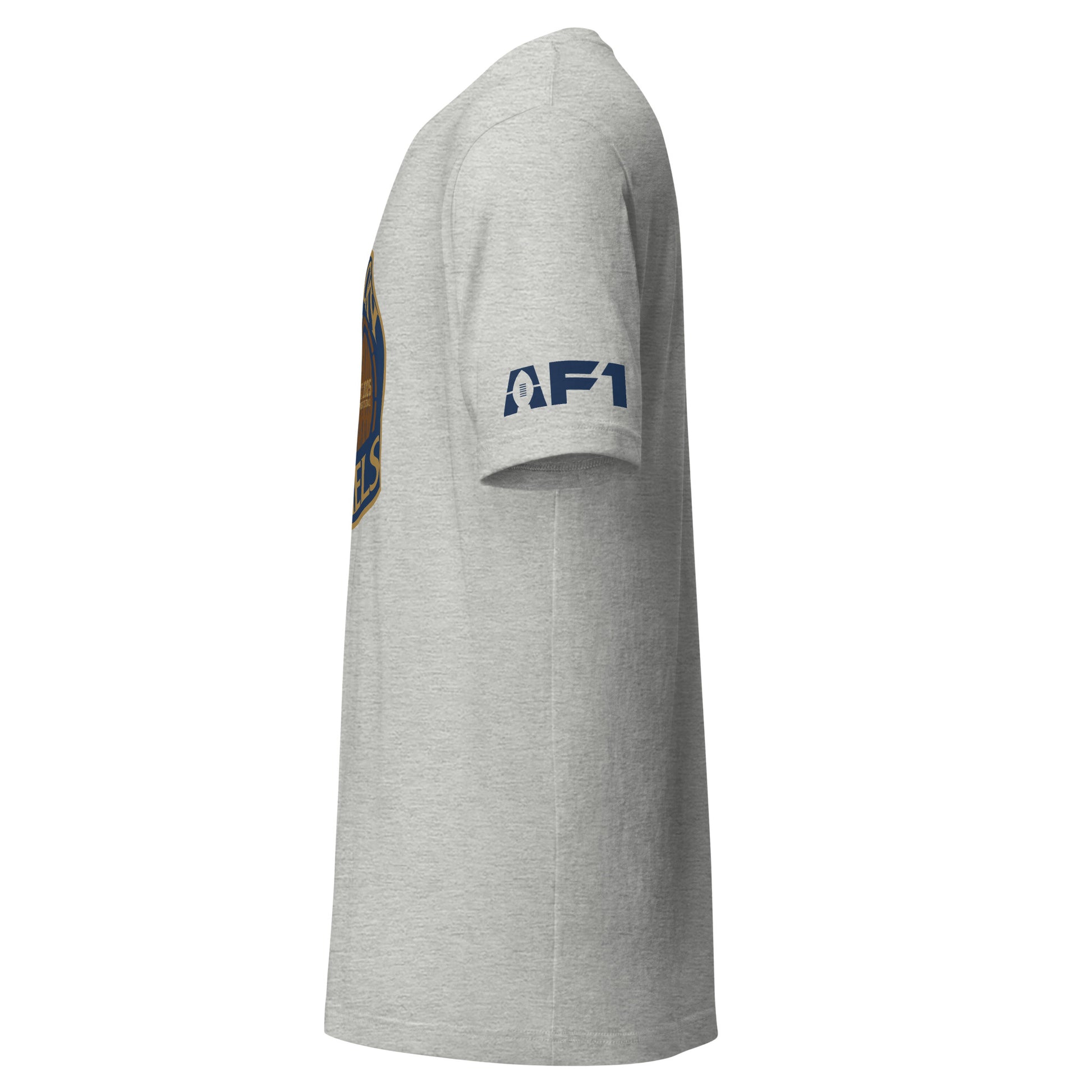 Kentucky Barrels AF1 football T-shirt. Grey. Sideview with AF1 logo on sleeve. Royal Retros