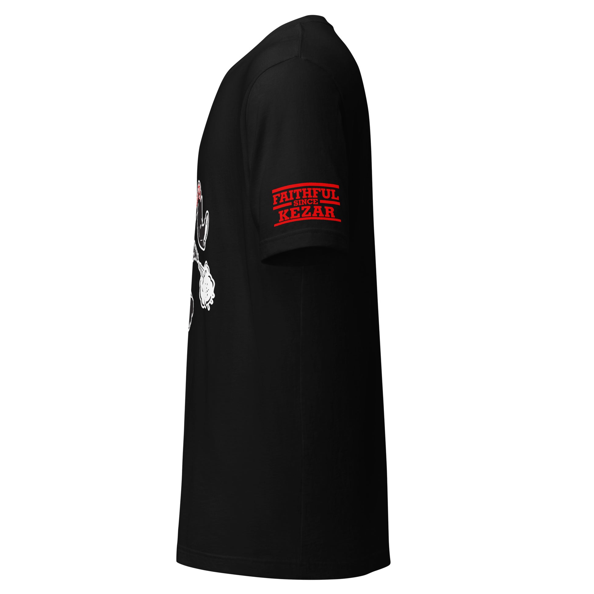 San Francisco AAFC T-shirt black, side view. "Faithful Since Kezar" on sleeve. Royal Retros