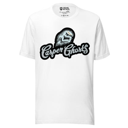 Casper Ghosts T-shirt in white — ghost mascot above Casper Ghosts in script lettering