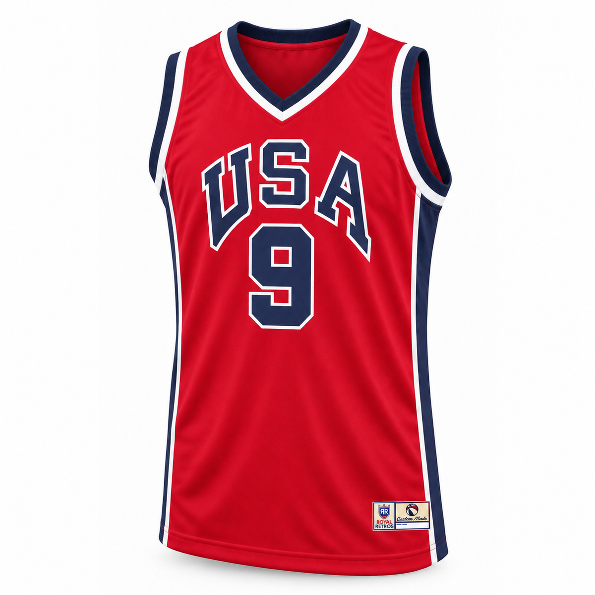 1984 USA basketball red jersey front, number 9.