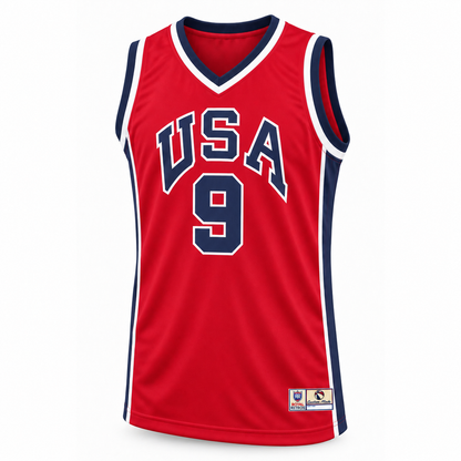 1984 USA basketball red jersey front, number 9.
