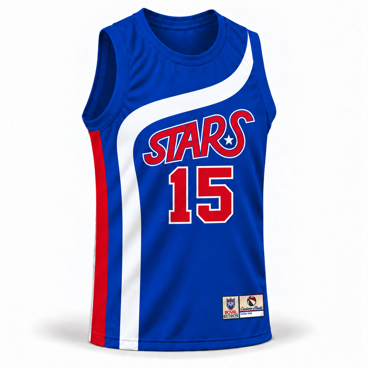 1974-75 Utah Stars Jersey blue front mockup, number 15
