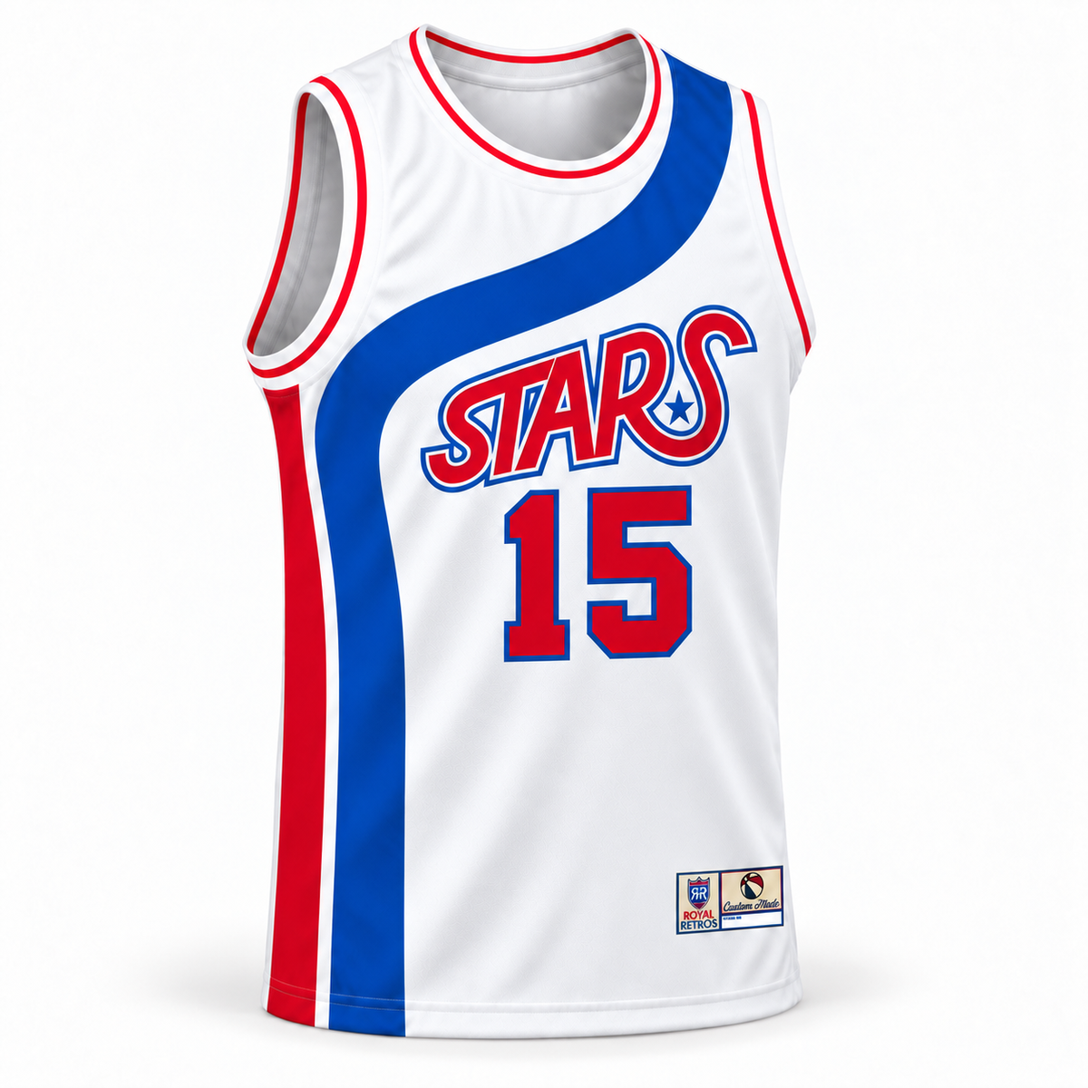 1974-75 Utah Stars Jersey white front mockup, number 15
