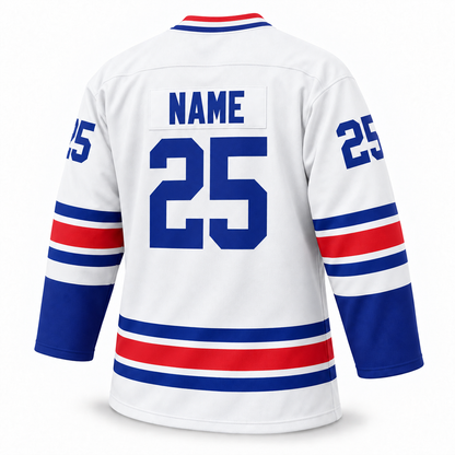 Vancouver Canucks WHL white jersey back, blue NAME and number 25.