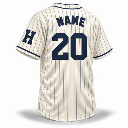 Washington Homestead Grays NLB jersey 1939 cream back mockup with navy pinstripes and solid navy NAME and block number 20