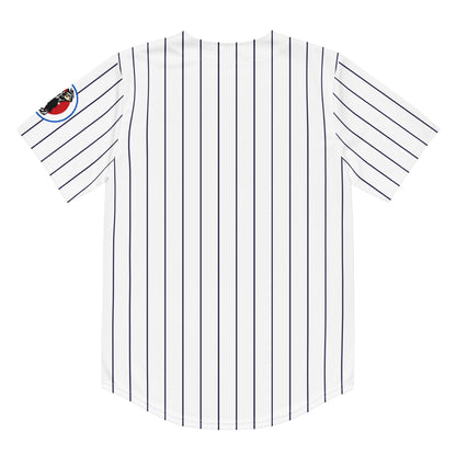 Washington Senators pinstripe baseball jersey, white. Back. Royal Retros