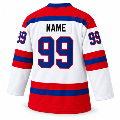 WHA Indianapolis Racers custom white jersey back mockup, black NAME and number 99