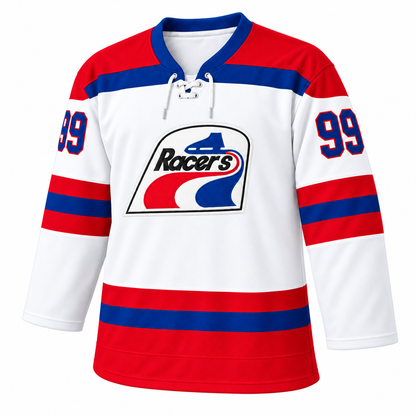 WHA Indianapolis Racers custom white jersey front mockup, number 99