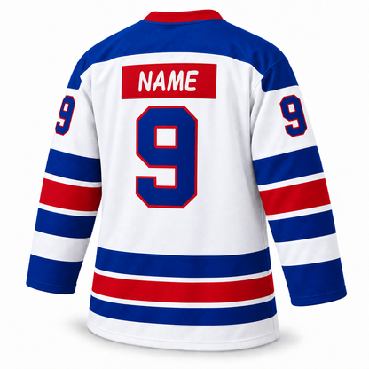 WHA Winnipeg Jets custom white jersey back mockup, NAME and number 9