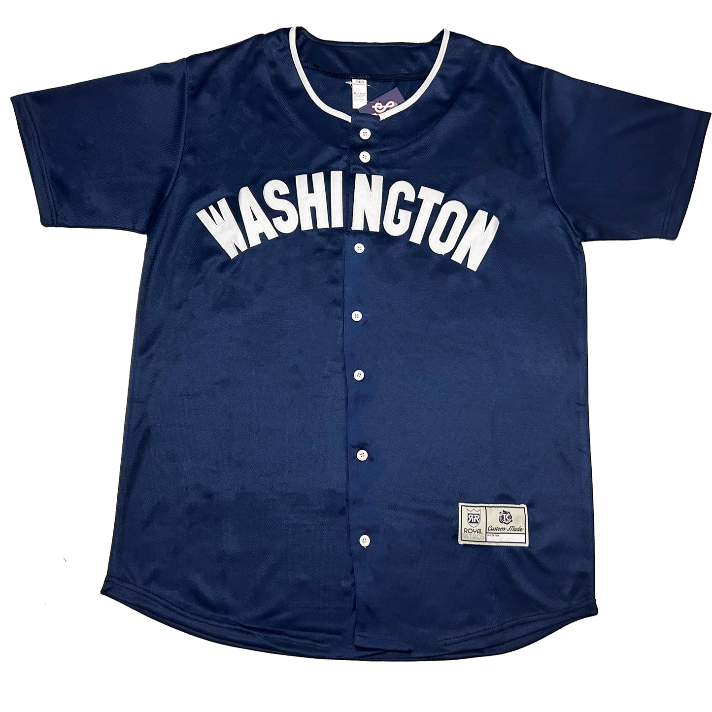 1907 Senators button-up Jersey royal blue with Washington curved across chest. White collar Royal Retros