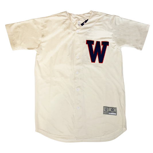 1938 Washington Senators cream home jersey with blue W on chest — Royal Retros