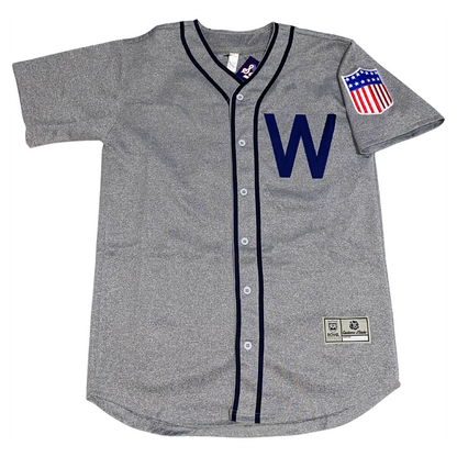 1945 Washington Senators gray road jersey with blue W on chest — Royal Retros