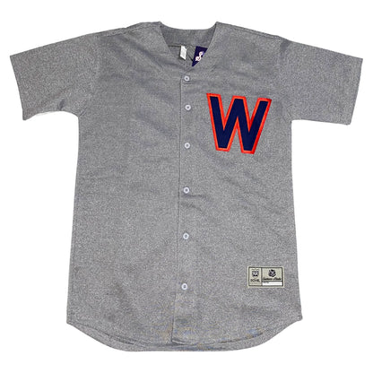 1953 Washington Senators gray road jersey with blue W on chest — Royal Retros