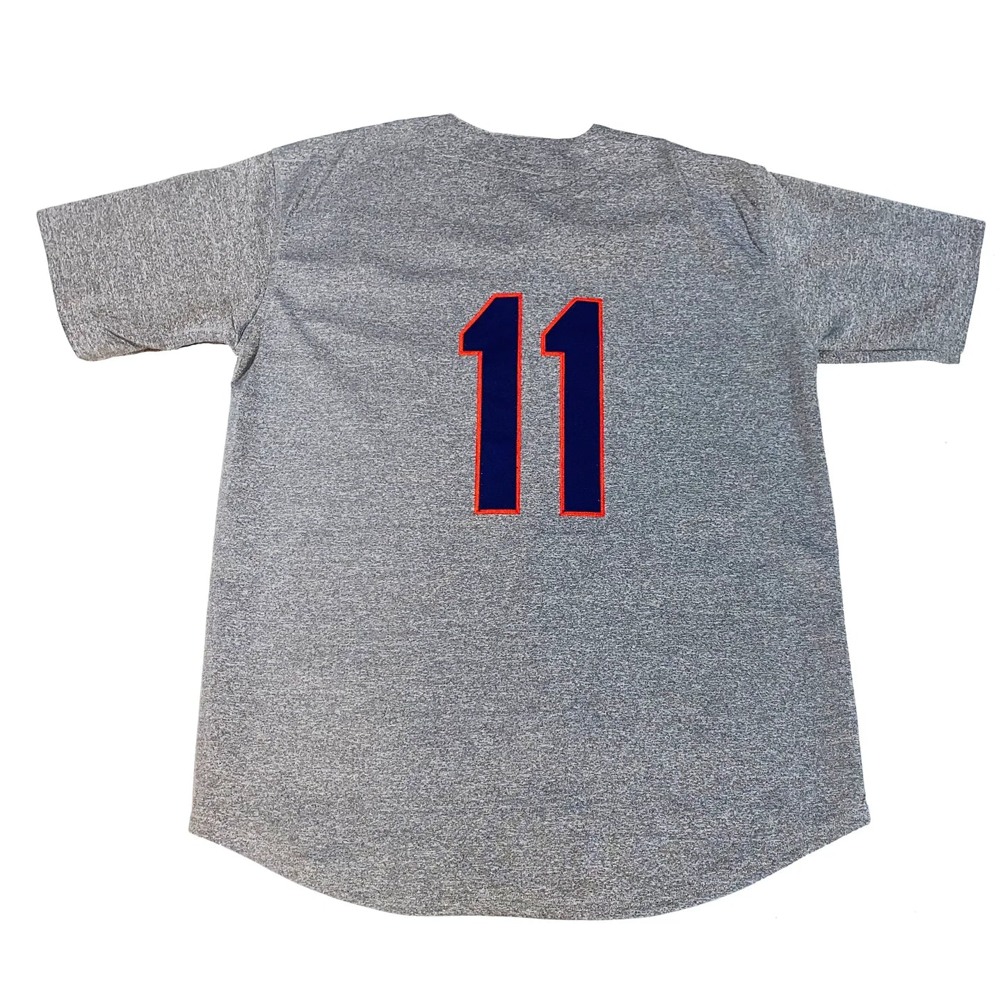Washington Senators gray road jersey back with blue numbers and red trim — Royal Retros