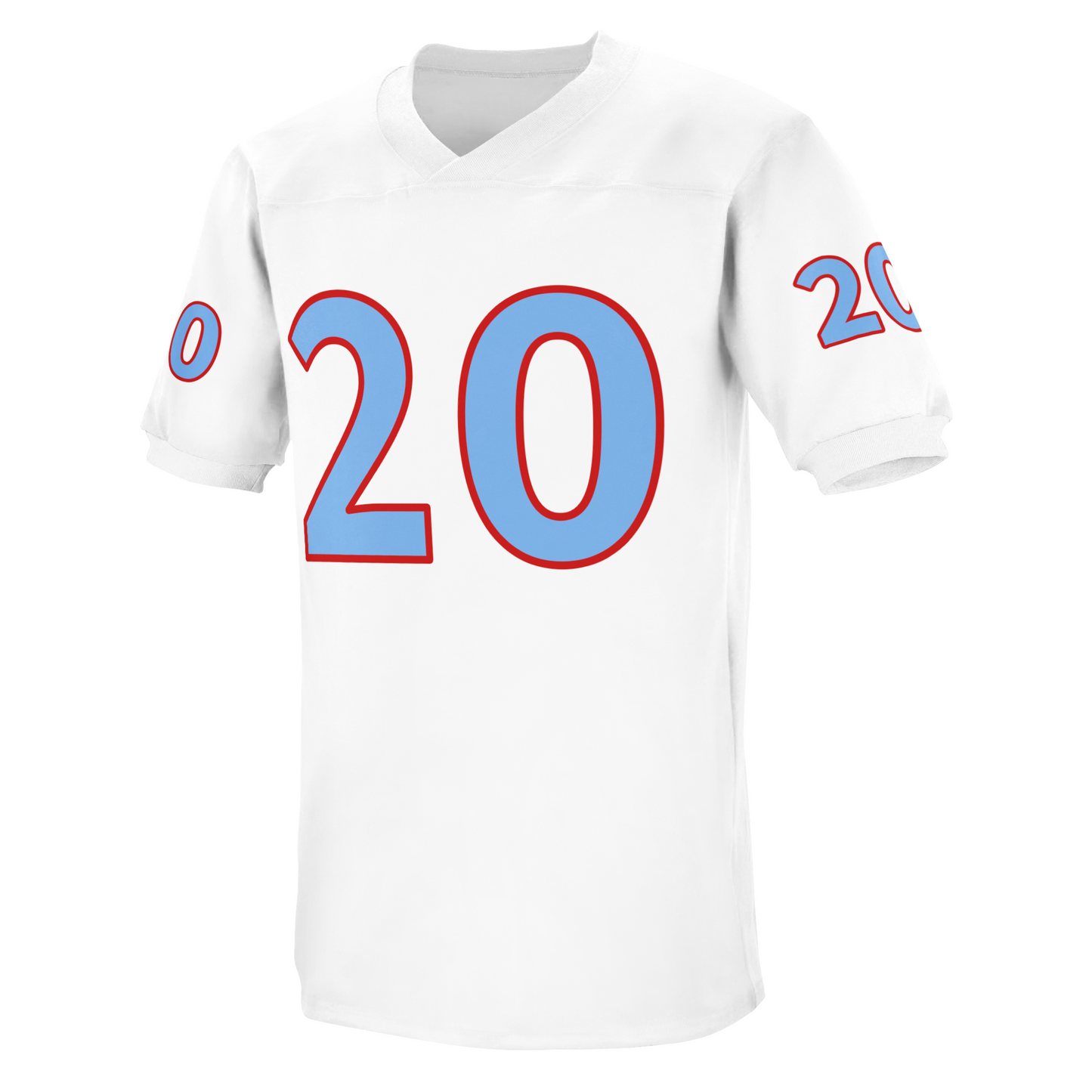 1960 Houston Oilers replica jersey white with blue numbers trimmed in red Royal Retros