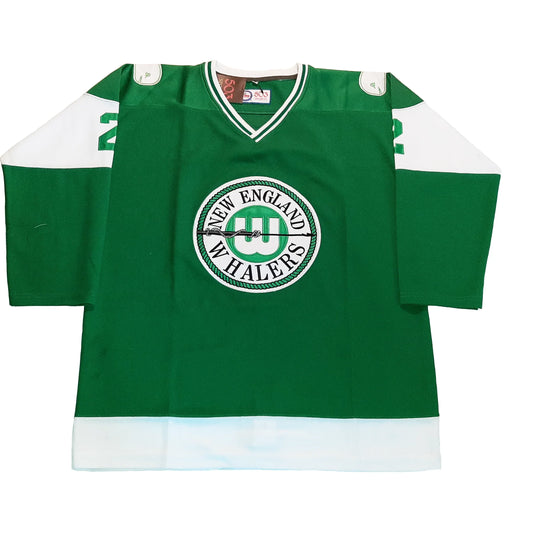 1972 New England Whalers green WHA jersey with circular logo — Royal Retros