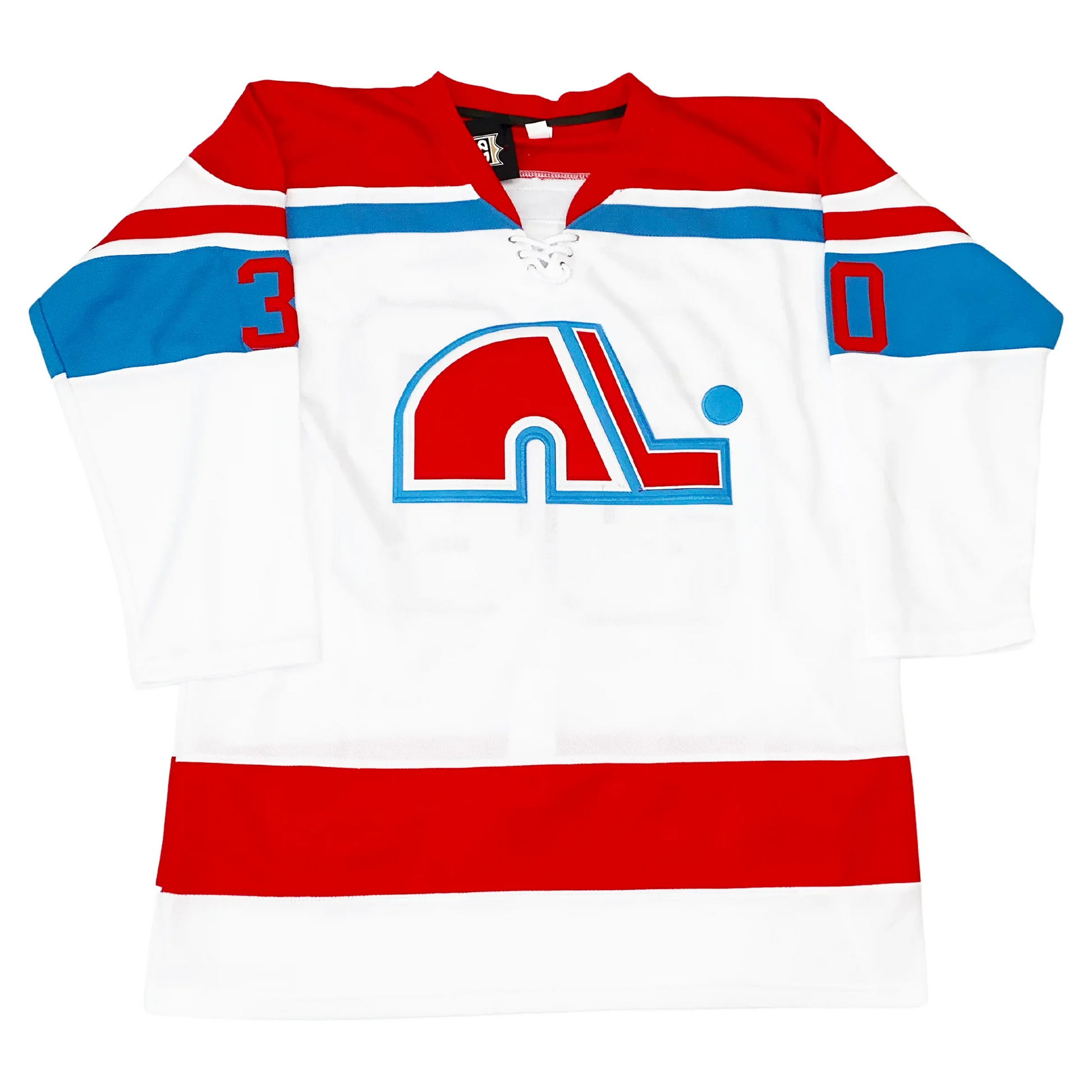 1972 WHA Quebec Nordiques white jersey with red lowercase N-and-stick crest — Royal Retros