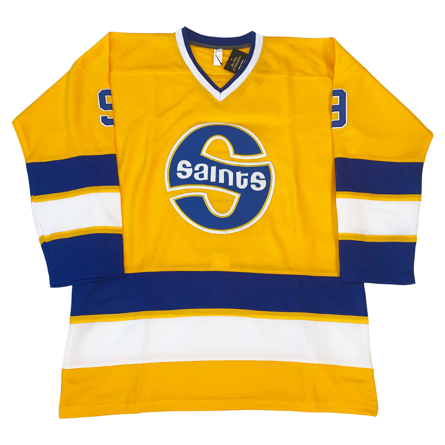 1972 Minnesota Fighting Saints Jersey S logo yellow Royal Retros