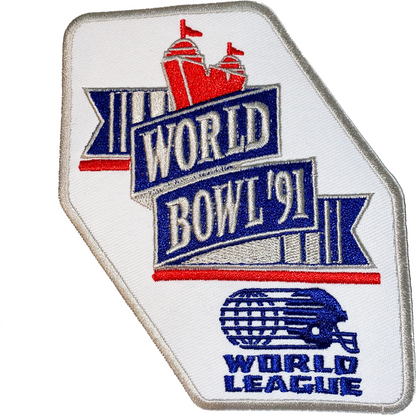 World Bowl Patch 1991 white background Royal Retros
