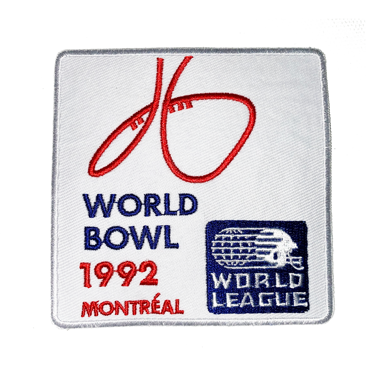 World Bowl Patch 1992 white background Royal Retros