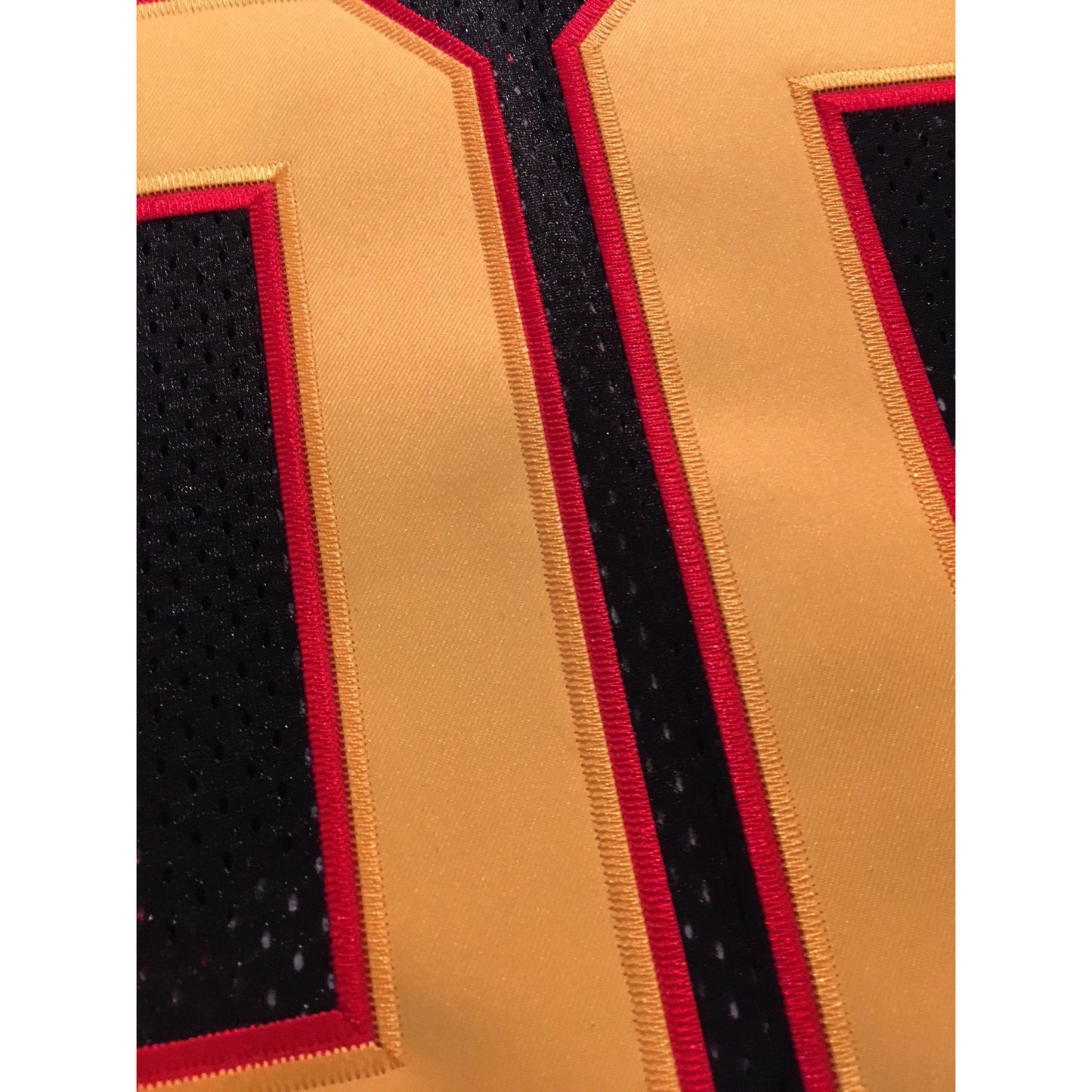 Detroit Wheels WFL Jersey close-up black with gold numbers with red trim Royal Retros