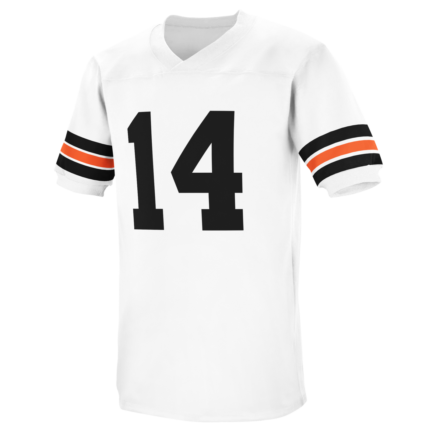 White Jungle Jersey featuring black number 14 and striped sleeves with free customization included