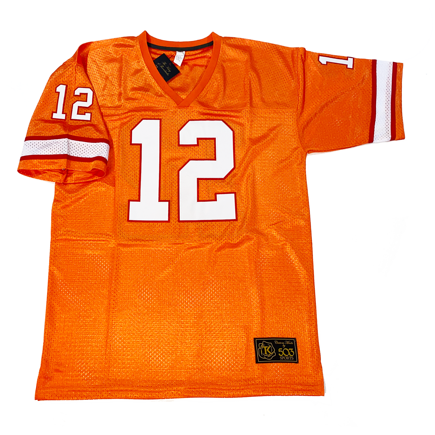 Orange Creamsicle Jersey featuring number 12, individually handmade vintage hockey jersey
