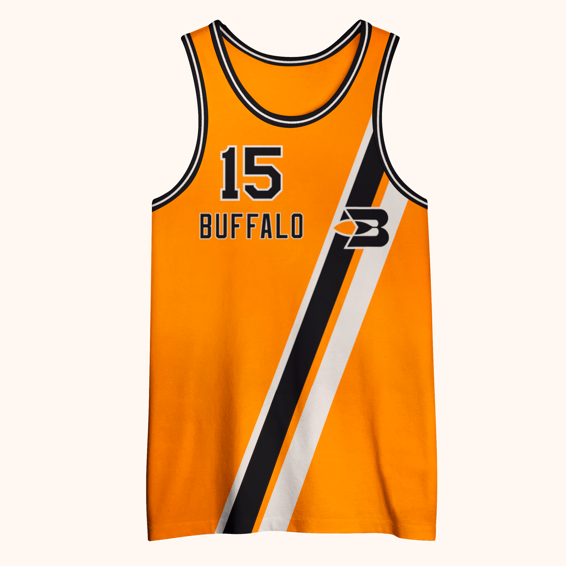 Buffalo Stripes Basketball Jersey - White - Large - Royal Retros