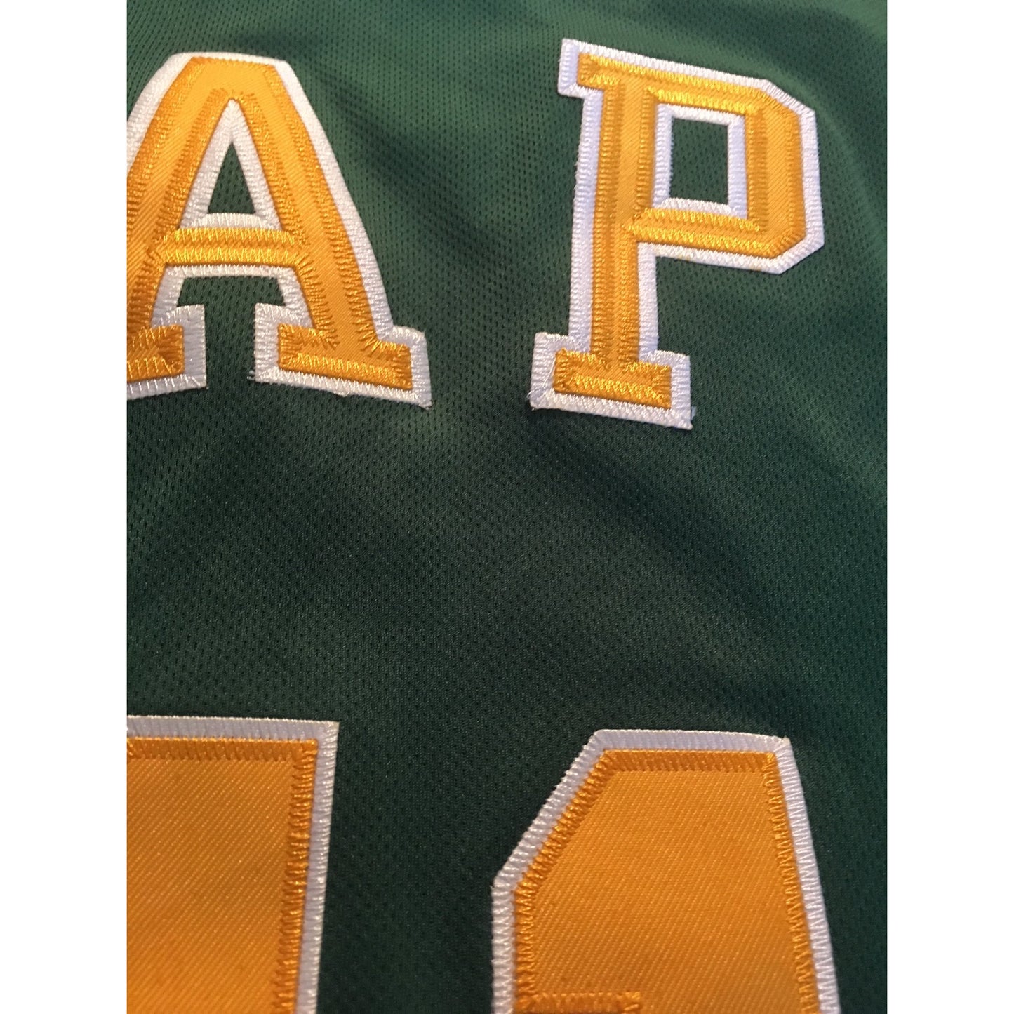 Green and gold embroidered Washington Caps Jersey for Oakland Oaks fans