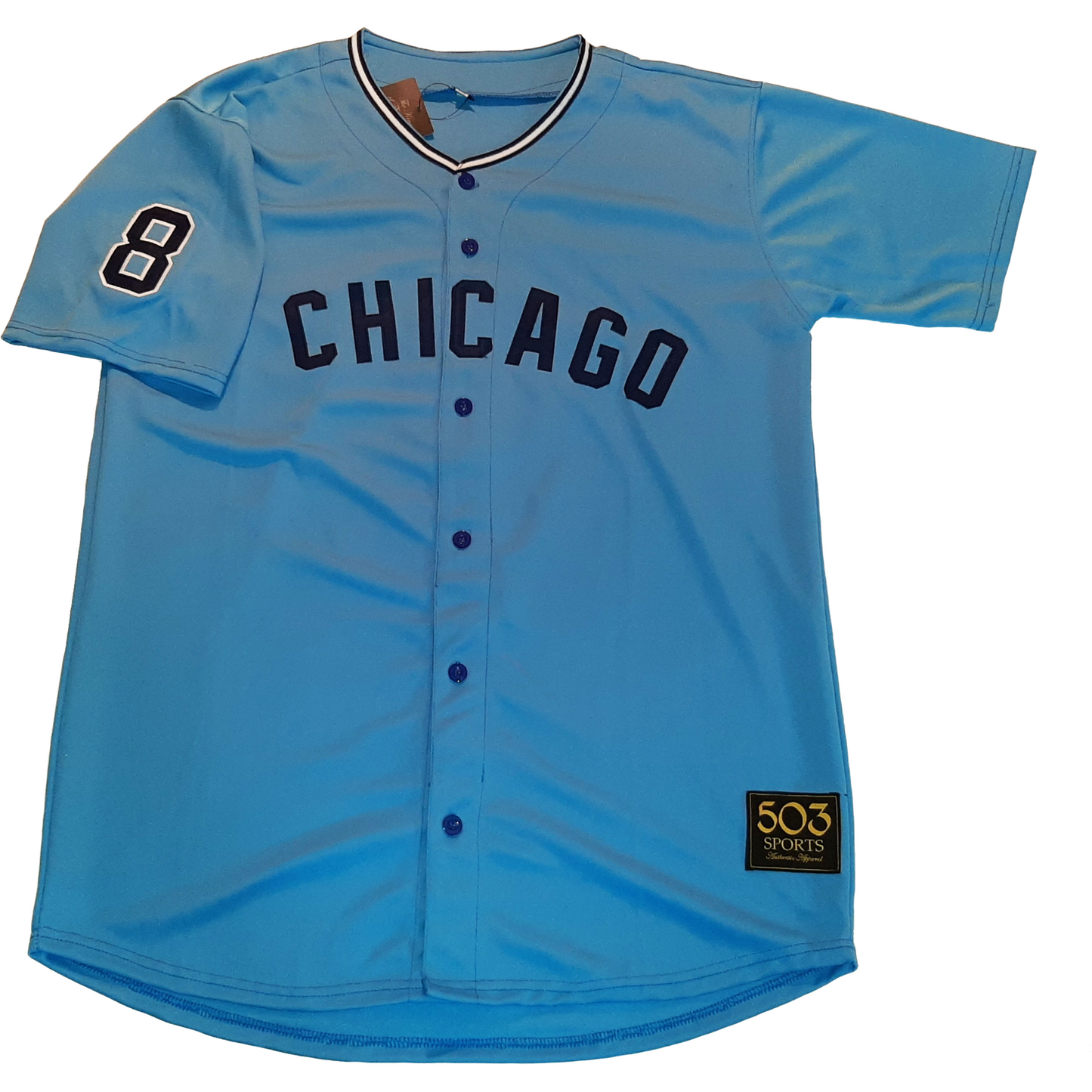 Light blue Southside Chicago Baseball Jersey with vintage style design for fans