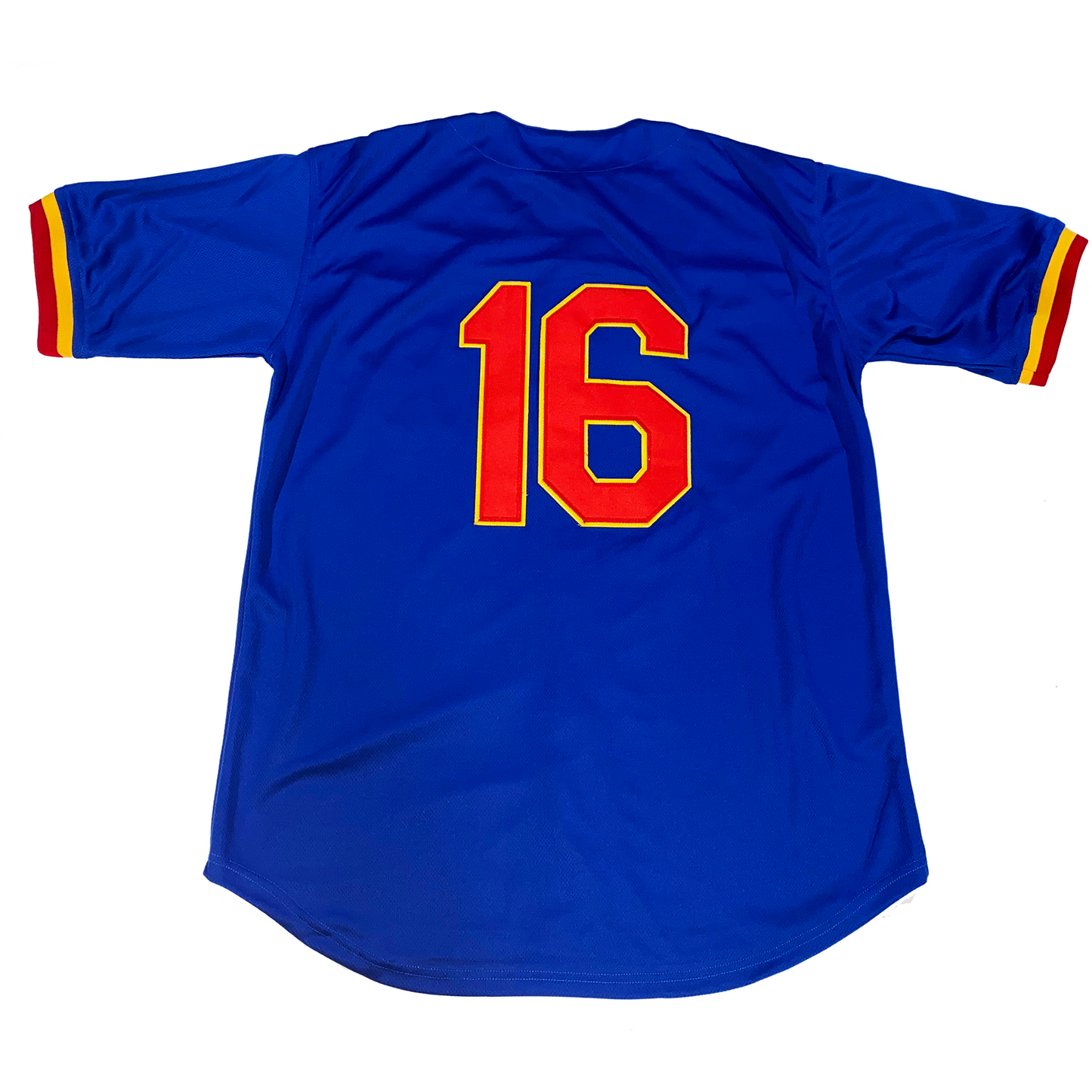Blue Colombia Baseball Jersey number 16 inspired by 1980’s Colombia National team design