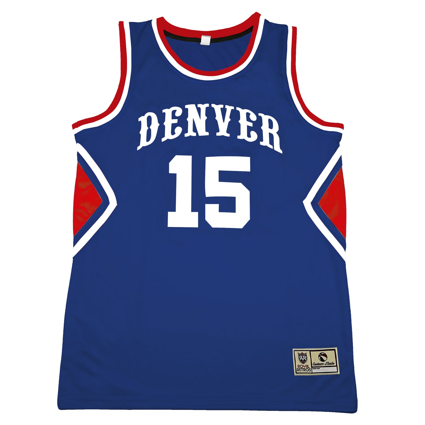 Blue Denver ABA Jersey with white lettering and red accents for final season royal retros
