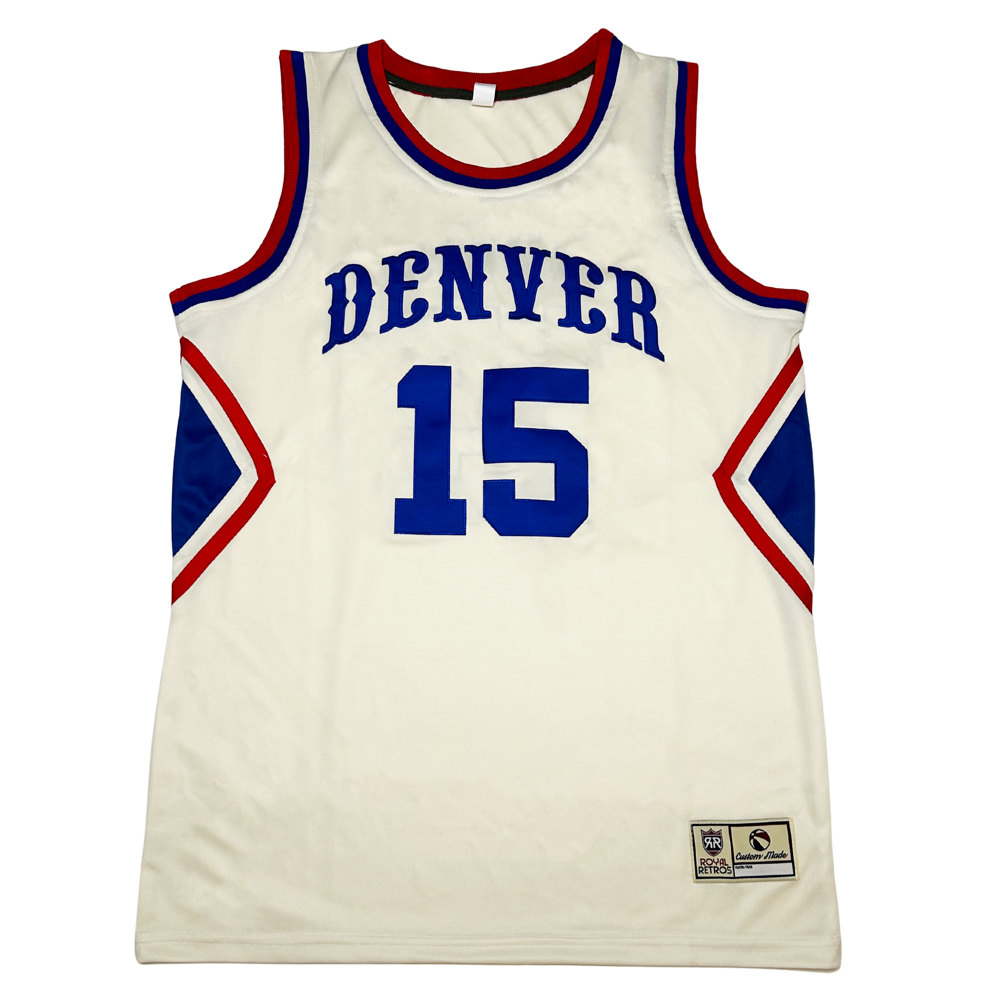 Denver Cream Collection Basketball Jersey - Medium - Royal Retros