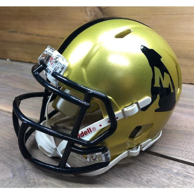 Gold Memphis Hound Dogs mini helmet with black facemask for collectible fans