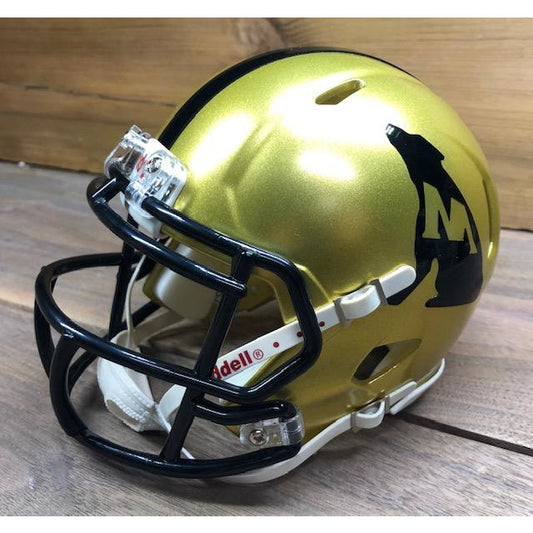 Gold Memphis Hound Dogs mini helmet with black facemask for collectible fans