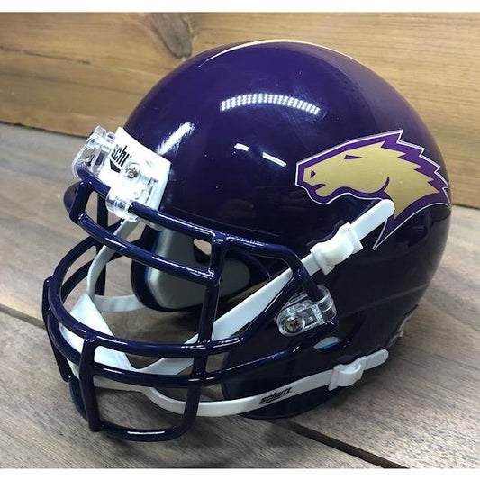 Purple St Louis Stallions Mini Helmet featuring a gold horse logo