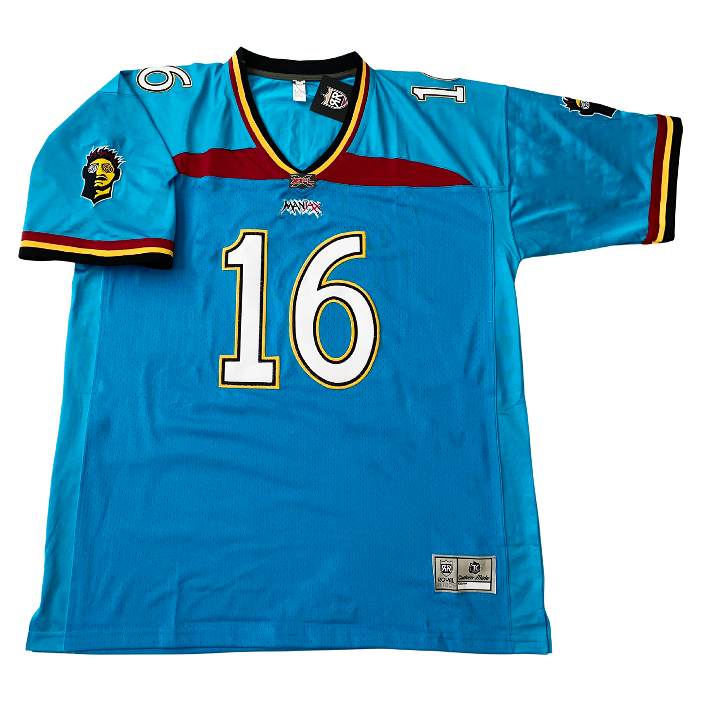 Memphis Maniax XFL Jersey  blue with white numerals #16 Royal Retros