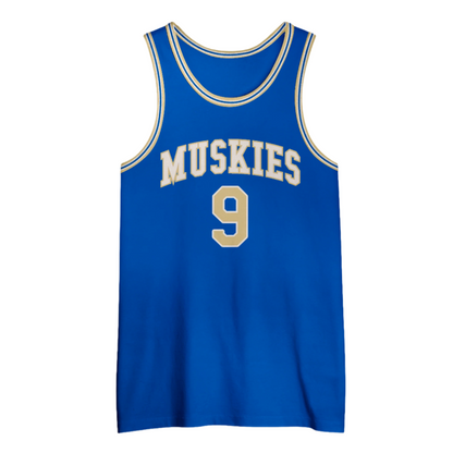Blue Minnesota Muskies Jersey inspired by Famer Jim Pollard, celebrating Eastern Division Championship