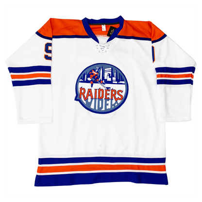 White New York Raiders jersey, individually handmade for fans of the team