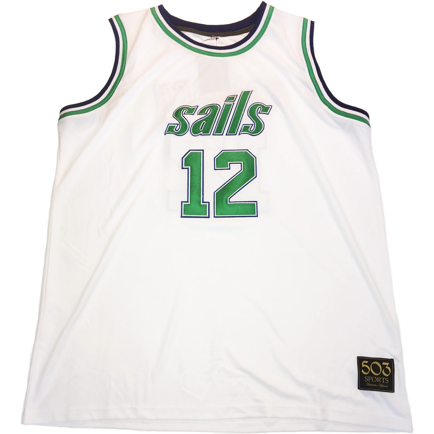 White San Diego Sails Jersey representing the American Basketball Association style