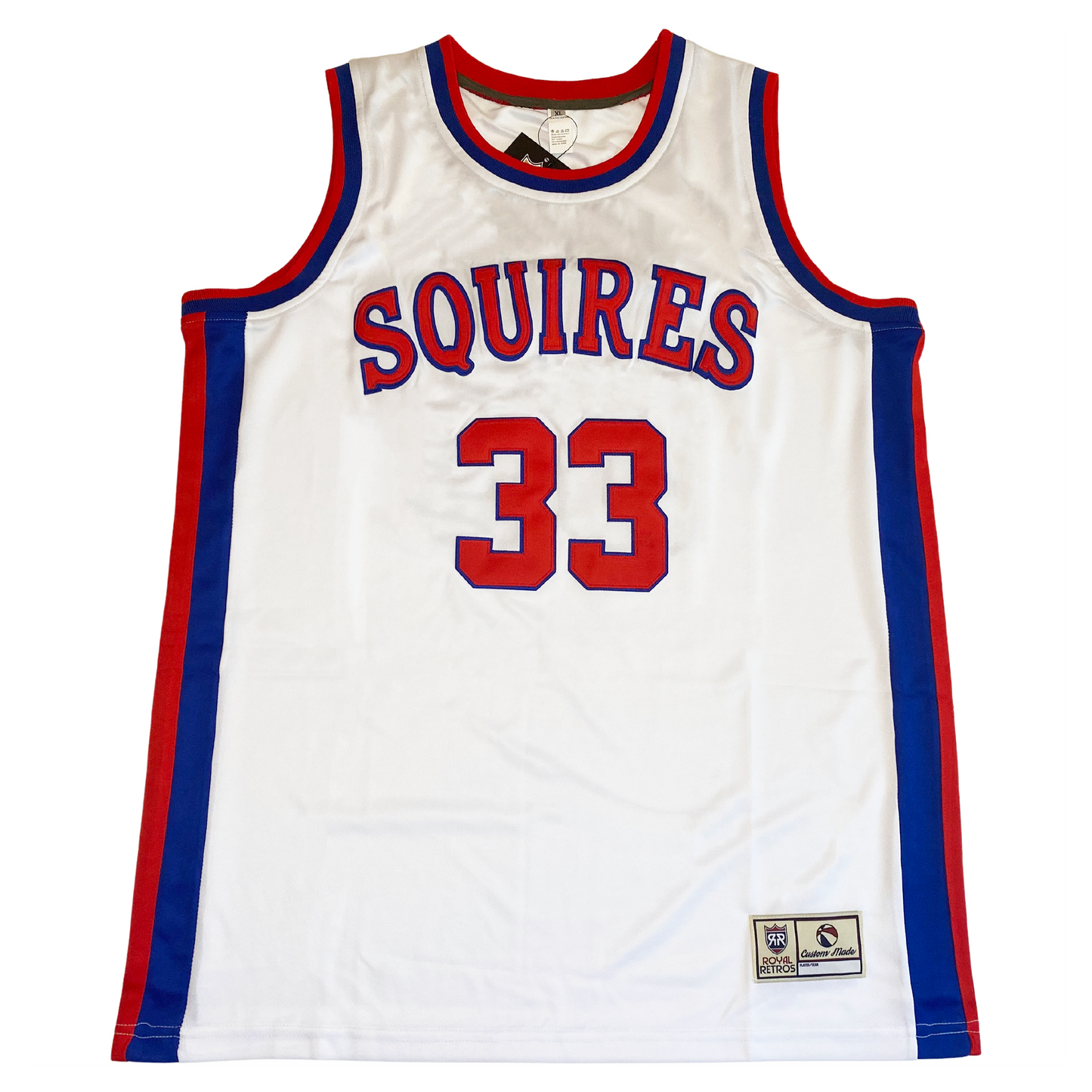 White Virginia Squires Jersey with red and blue trim for fans and collectors
